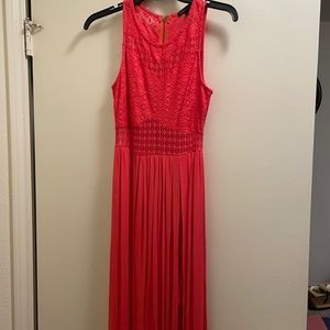 Coral maxi dress with slit